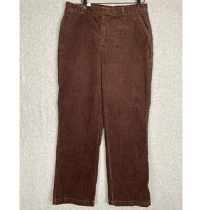 Lands End Corduroy Pants Women's 12 Brown Straight Leg Casual Comfort